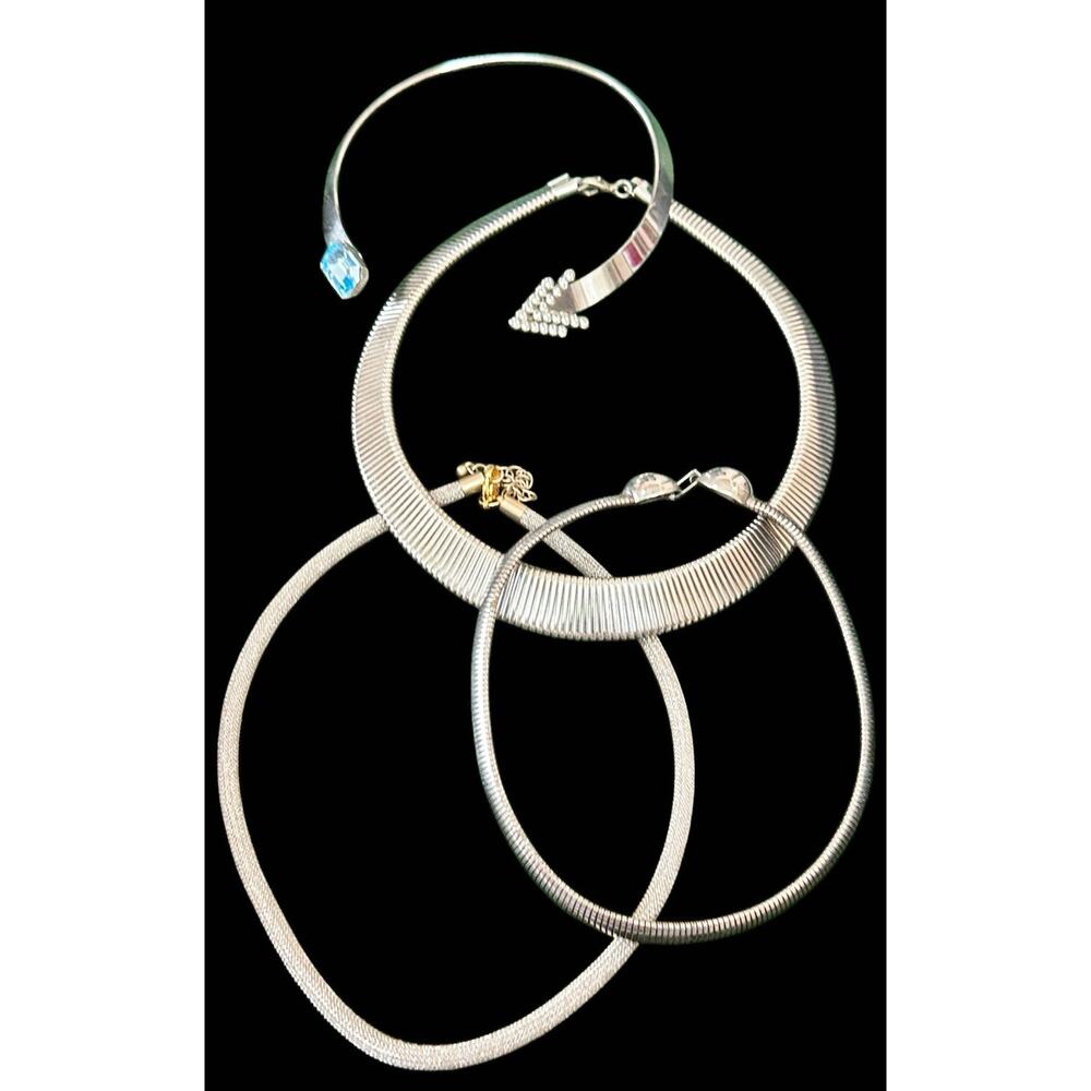 Vintage Omega Necklace Lot 4pc Coro Pegasus Collar Arrow Rhinestone Blue Choker